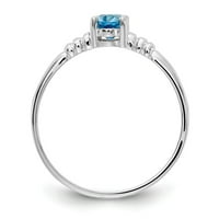 Čvrsta 14k bijelo zlato 6x ovalno plava topaz zaručnička prstena veličine 8