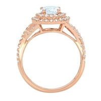 1.3ct okrugli rez plavo prirodno nebo plavo topaz 14k ružičasti ružičasti zlato graviranje izjava godišnjica angažovanja vjenčanja halo prstena veličine 4