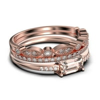 Prekrasan minimalistički ručni i dijamantski morgalni ručni prsten i dijamantni moissanitni prsten, vjenčani prsten, dva podudarna traka u srebrnoj sa 18k ružičastom zlatom, poklon za njen, obljetni prsten