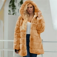 FAU kaput žene dugačke s kapuljačom zimske tople kapute FAU kaput topla krznena jakna dugih rukava s