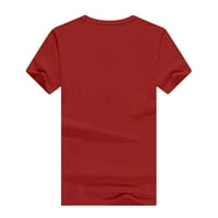 Ženske vrhove smiješna tiskana majica casual vrhovi kratki rukav O-izrez Tors Red XL