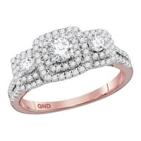 Ženska kruta od zlata od 14kt za ružur, okrugla Diamond 3-kamena svadbeni zaručni prsten za venčanje