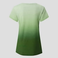 Iopqo T majice za žene Ženska modna casual gradijent V-izrez kratki rukav labav majica vrhovi ženskih