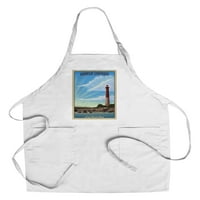 Dekorativni ručnik za čaj, otok s dugim plažom, New Jersey, svjetionik, litograf, uniseks, podesiv, organski pamuk