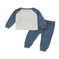 Qiylii Baby Boys Pismo Ispiši majicu s dugim rukavima O-izrez + dugačke hlače od pune boje