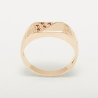 Britanska napravljena 10k ružičasto zlato prirodno rubin mens bend prsten - Opcije veličine - veličina