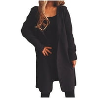 Miluxas ženski kaput odobrenje modne žene casual v-izrez dugih rukava kapuljač kapuljača jesenski džemper Cardigan bluza na vrhu crne 8