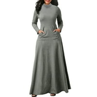 Ženske haljine Žene Ležerne prilike s dugim rukavima Veliki okrugli vrat Čvrsta boja uboda Pocket Scarf