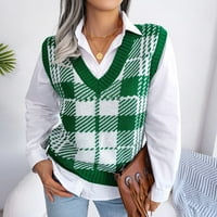 Dukseri za žene Fit Striped ispisani V-izrez bez rukava Pleteni prsluk pulover na vrhu pulovere za odmor