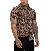 Sanbonepd Muške košulje Handsome Slim Fit Business Trend Ličnost Fashion Print Majica s kratkim rukavima