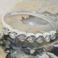 Britanci napravio je 10k bijeli zlatni kubični cirkoniji i prirodni opal ženski vječni prsten - Opcije