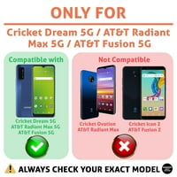 Talozna tanka futrola za telefon kompatibilna za Cricket Dream 5G, AT & T zračno MA 5G Fusion 5G, zaštitni ekran stakla ukljn, elegantno vinsko staklo, lagana, fleksibilna, mekana, SAD