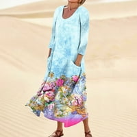 HHEI_K FlashDress for Women Spring Boho Casual Haljina za modnu rukavu za odmor Velike veličine
