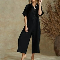 Pgeraug hlače za žene s kratkim rukavima dolje džepovi Rompers Tumpsuits za žene Black XL