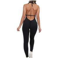 Ženske joge pune duljine hlače za čišćenje Yoga za mršavljenje bez kanta za hlače, courl pantriser dugi pantski bodi, teretana jednodijelna leotardžijska hlače, crna, s