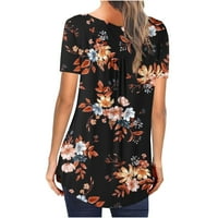 Penskaiy ženska modna tiskana labava majica kratkih rukava bluza okrugli vrat casual vrhovi ljetne majice