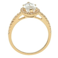 2. CT Sjajno markiza Cleani simulirani dijamant 18k žuti zlatni halo pasijans sa Accentima prsten sz