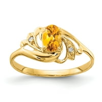 14k žuto zlato 6x ovalni citing pravi dijamantni prsten