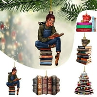 Ljubitelji knjige Auto vješanje privjesak akrilni ukras božićnog stabla .Z H5J0