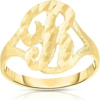 Floreo 10k žuti zlatni kurzivni početni prstena A-Z Veličine 4- za žene i djevojke