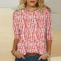 Modna žena okrugli vrat 3 4Sleeve majica Jesenja štampanje bluza vrhova dukserica crvena 12