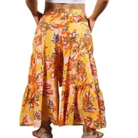 Bomotoo za žene Palazzo pant cvjetni print Loungewear široke noge pantalone zavoj pantalone na plaži FKBD L