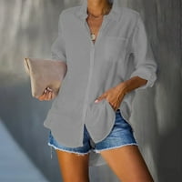 Zhizaihu ženske ljetne čvrste boje lakta duljina bluza casual labave majice za žene sivi xxl