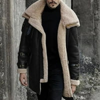 Gubotare Muške zimske kapute kaput rever ovratnik dugih rukava kožna jakna od vintage zgušnjava kaput ovčja jakna