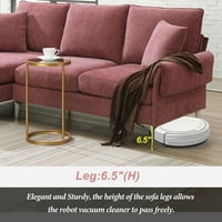84 Kabrioletni kauč na kauču u obliku slova L sa reverzibilnim kaišem i jastucima, modernom kaučem na kaputicu sa metalnim nogama za dnevni boravak, apartman, ružičasta