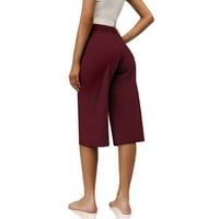 Cvjetne hlače za široku nogu Ženske povlačenje na hlačama udobno crtanje joga kapri hlače labav trenerke Dukseve široke noge Lounge hlače sa džepovima vino m