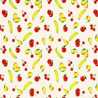 Patch od vintage pozadine banana, krušaka, breskve, trešanja i jabuka. Poster Print nepoznato