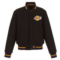 Ženski JH dizajn Black Los Angeles Lakers vezeni logo Jaknu od vune