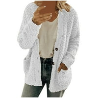 Kaput za žene Žene Ležerne prilike plus veličine Plišani džepovi Džepovi prema gornjem odjećvaju tipke Cardigan kaput