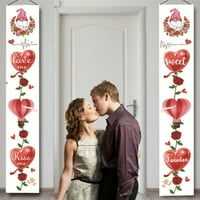 Valentinovo, pazove gnome ružičasti baner trijem znako za vješanje ljubavne vrpce zidni dekor Početna