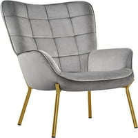 Velvet fotelja Moderna akcentna stolica Visoka leđa dnevne sobe stolice sa zlatnim mentalnim nogama i mekim podstavljenim kauč na kauču za kućni ured spavaćica za trpezariju zelena
