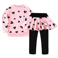 Koaiezne Little Girls Outfits Odjeća za odjeću Toddler Dugih rukava HOODIE HOUDINSKE HOODINE TOP + LAGGINGS Kids Set odjeće