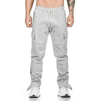 Jacenvly Cargo Hlače za muškarce čišćenje duge teretne hlače Elastična džepa na struku Obične muške hlače Ležerne prilike labavih sportskih pantalona na otvorenom
