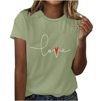 Ženska ljetna posadna majica Majica labava bluza vrhova djevojka kratki rukav Grafički casual majica srca Šifrirajući majice Thirts Thirts Majica