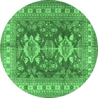 Ahgly Company u zatvorenom krugu geometrijske emoraldne zelene tradicionalne prostirke, 3 'krug