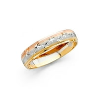 Jewels 14K Gold okrugli kubični cirkonijski žuti bijeli i ruža Three Ring Ring Diamond-Cut-cenders Vjenčana opsega veličine 7.5