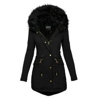 Ženski zimski dugi kaput Zimske parke s dugim rukavima Zip up jakne sa kapuljačom Ležerne parke debele površine Plus veličine