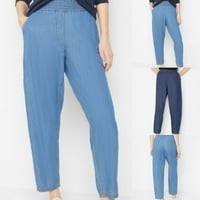 DXHMONEYH ležerne traperice za žene elastične struke konusne imitacije traper hlače koje su rastezane