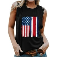 Lilgiuy ženska bluza za bluzu bez rukava Ljetna žena američka zastava tenkovi za zastavu USA Stars Stars Stripes tiskani majica bez rukava