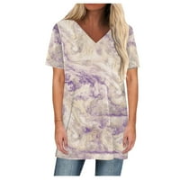 Ženski vrhovi ženske modne ležerne print v izrez kratkih rukava tiskane majice