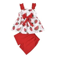Zuwimk Baby Girl Outfit, TODDLER Baby Girls Leopard Print Ljetna odjeća Postavite majicu i kratke hlače Outfits Red