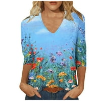 HVYesh cvjetne tine majice za žene Ljeto Boho bluze trendi duljina rukava V izrez casual tops
