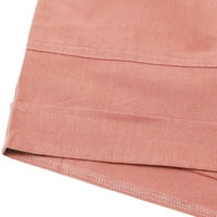 Hlače Ležerne prilike za ženske tiskane pamučne strugove Ležerne prilike, Ležerne prilike Ležerne prilike ravne noge Modne sportske hlače Žene kratke hlače Pink XL