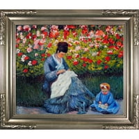Camille Monet i dijete u umjetničkoj vrtu u Argentiuilu sa Florentinskom mračnim okvirom šampanjca 20
