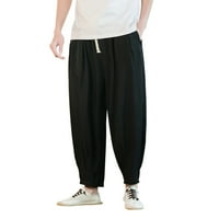Hlače za muškarce muške pamučne posteljine čvrste boje casual pantalone japanske posteljine sportske