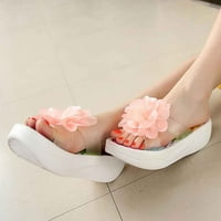 Leey-World Platform sandale Ljetne ravne sandale za žene Udobne casual cipele za plažu Bohemijske perlene